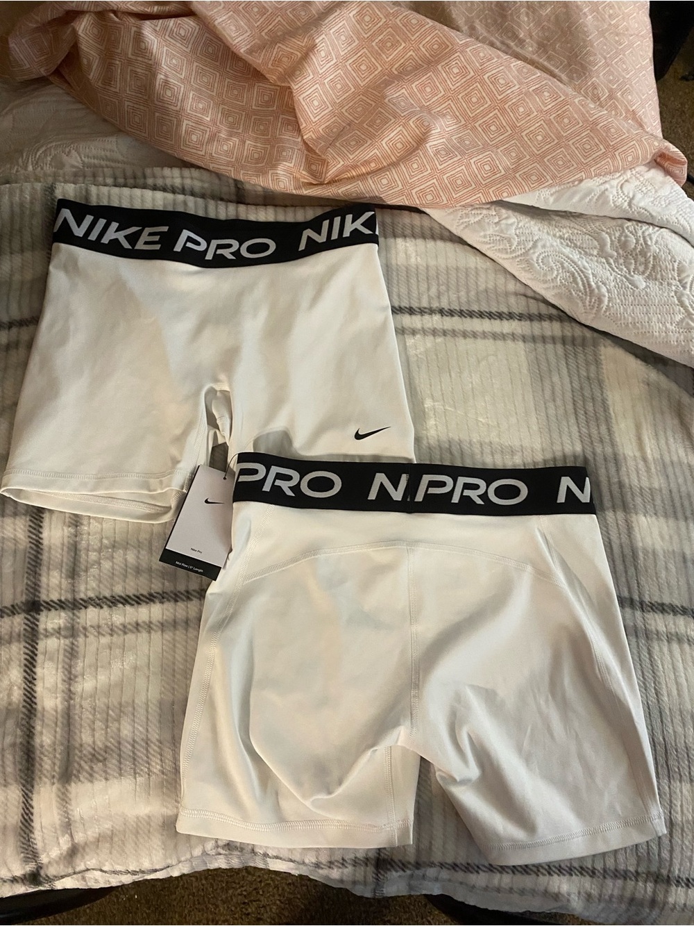 Nike White Pro Compression Boxer Briefs with Black Waistband - 2 Pack